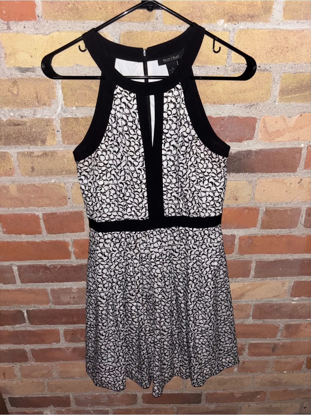 White House Black Market Black and White Patterned Sleeveless Dress